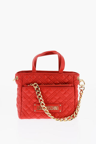 LOVE Quilted Mini Faux Leather Bag with Matching Pouch