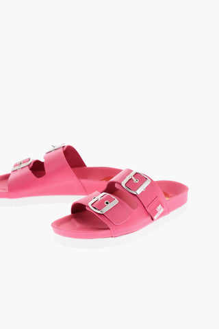 LOVE Silver Double Buckle Letaher BIRKI40 Sandals
