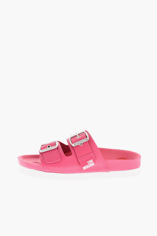 LOVE Silver Double Buckle Letaher BIRKI40 Sandals