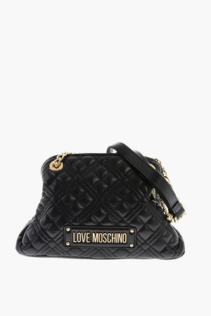 LOVE Mini Borsa a Spalla Trapuntata con Logo Dorato