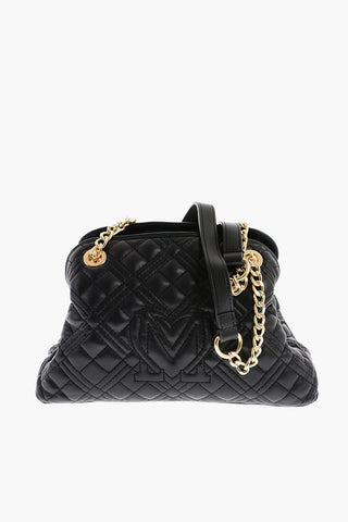 LOVE Mini Borsa a Spalla Trapuntata con Logo Dorato