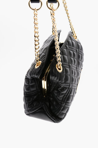 LOVE Mini Borsa a Spalla Trapuntata con Logo Dorato