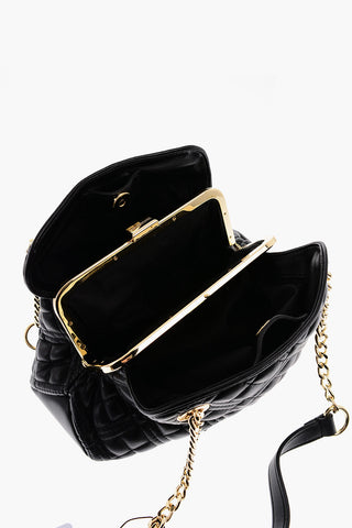 LOVE Mini Borsa a Spalla Trapuntata con Logo Dorato