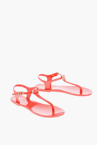 LOVE Solid Color GOMMA10 Thong Sandals With Heart Shaped Charm