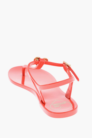 LOVE Solid Color GOMMA10 Thong Sandals With Heart Shaped Charm