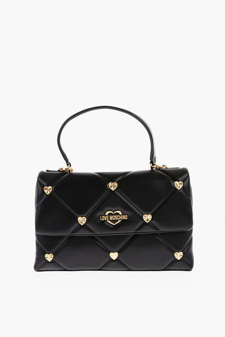 LOVE Faux Leather Quilted Bag with All-Over Hearts