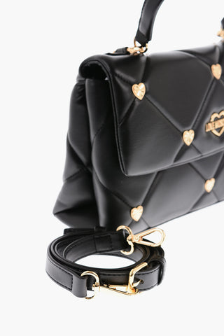 LOVE Faux Leather Quilted Bag with All-Over Hearts