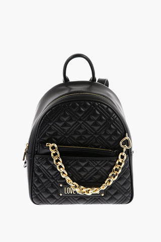 LOVE Quilted Faux Leather Backpack with Matched Pouch