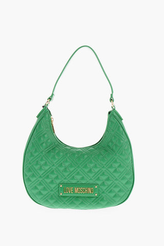 LOVE Faux Leather Quilted Hobo Bag