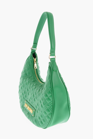LOVE Faux Leather Quilted Hobo Bag