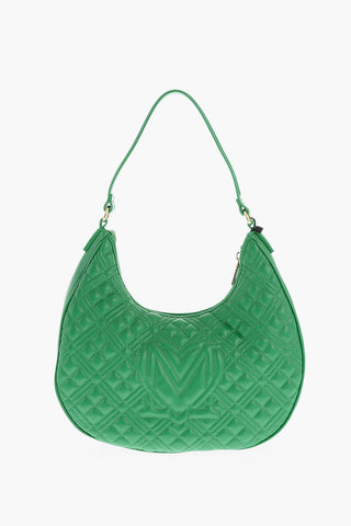 LOVE Faux Leather Quilted Hobo Bag