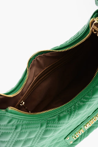 LOVE Faux Leather Quilted Hobo Bag