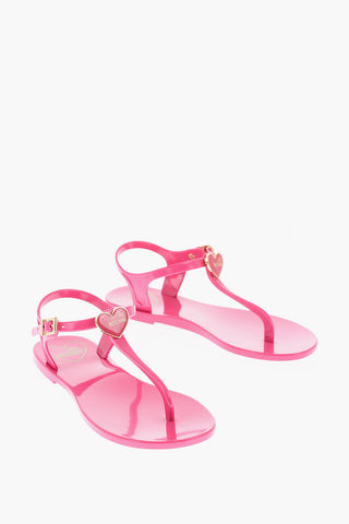 LOVE Solid Color GOMMA10 Thong Sandals With Heart Shaped Charm