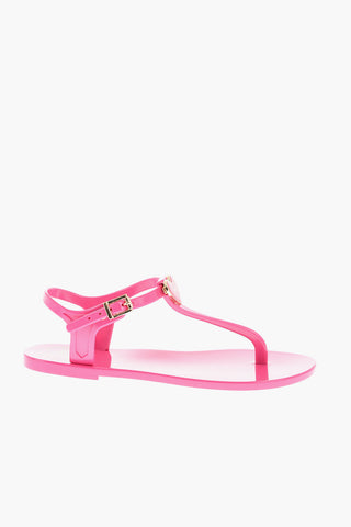 LOVE Solid Color GOMMA10 Thong Sandals With Heart Shaped Charm