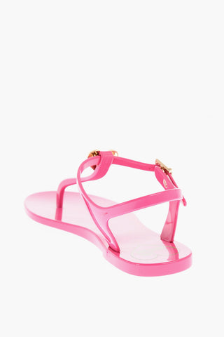 LOVE Solid Color GOMMA10 Thong Sandals With Heart Shaped Charm