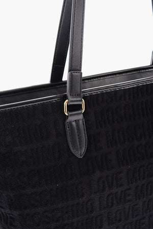 LOVE Borsa Tote in Spugna ed Ecopelle con Logo in Rilievo