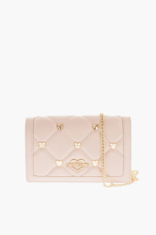LOVE Faux Leather Quilted Crossbody Bag with Golden Hearts
