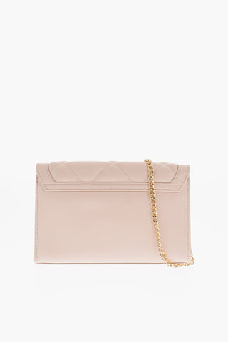 LOVE Faux Leather Quilted Crossbody Bag with Golden Hearts