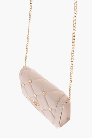 LOVE Faux Leather Quilted Crossbody Bag with Golden Hearts