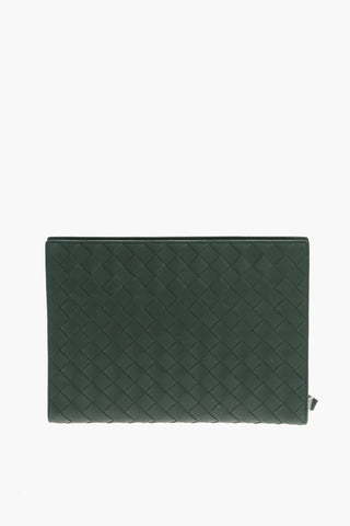 Leather INTRECCIATO Pouch with Outer Pocket