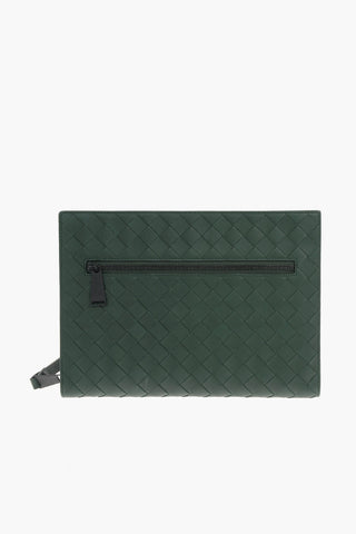 Leather INTRECCIATO Pouch with Outer Pocket