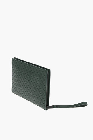 Leather INTRECCIATO Pouch with Outer Pocket