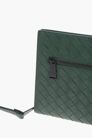 Leather INTRECCIATO Pouch with Outer Pocket