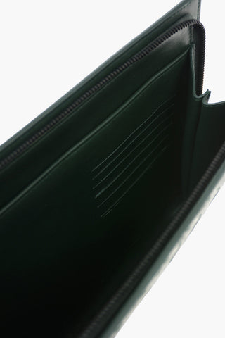 Leather INTRECCIATO Pouch with Outer Pocket