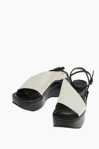 Two-Tone Leather SILENE Wedge Sandals 7cm