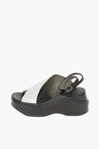 Two-Tone Leather SILENE Wedge Sandals 7cm