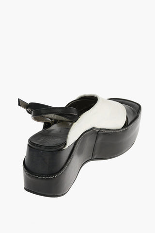 Two-Tone Leather SILENE Wedge Sandals 7cm