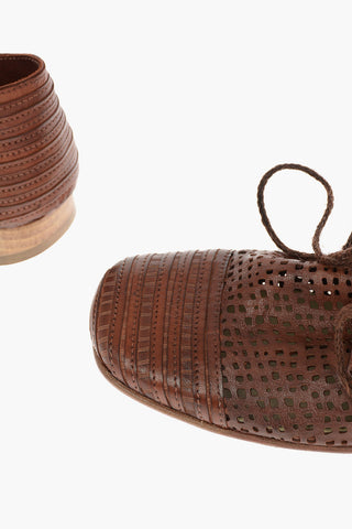 Perforated Leather Square Toe PASOLINI Derby shoes