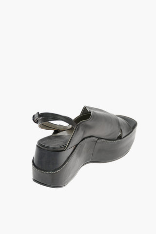 Solid Color Leather SILENE Wedge Sandals 7cm