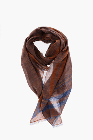 Herringbone Motif Silk and Flax Scarf