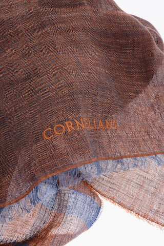 Herringbone Motif Silk and Flax Scarf