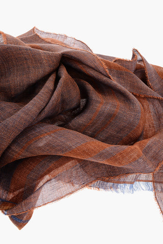 Herringbone Motif Silk and Flax Scarf