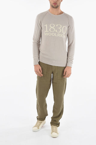 Cotton CURLY Crew-Neck Sweater with Contrasting Logo