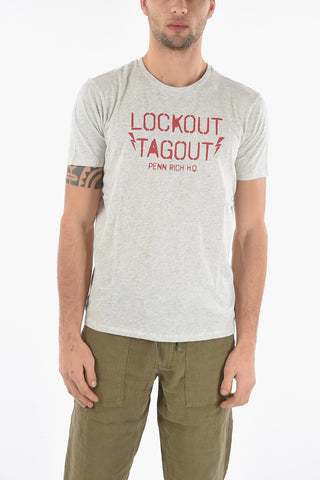 PENN-RICH Contrasting Printed Front FACTORYE Crew-Neck T-shirt