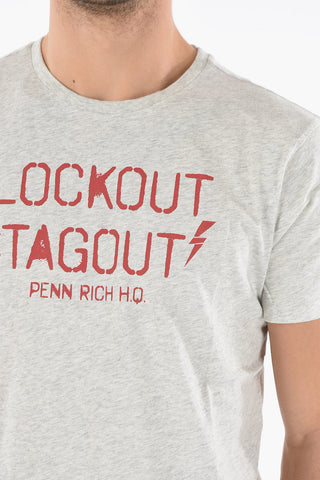 PENN-RICH Contrasting Printed Front FACTORYE Crew-Neck T-shirt