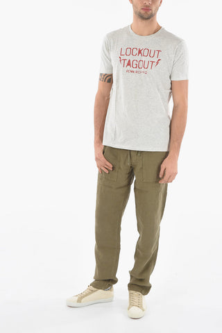 PENN-RICH Contrasting Printed Front FACTORYE Crew-Neck T-shirt