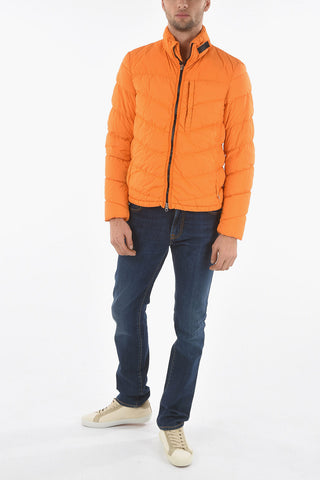 Solid Color SUNDANCE Down Jacket with Contrasting Zipped