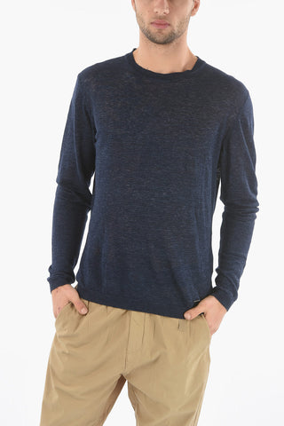 Melange Lightweight Linen Crew-Neck Sweater
