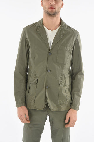 Popeline Cotton 3-Buttons Blazer with Patch Pockets