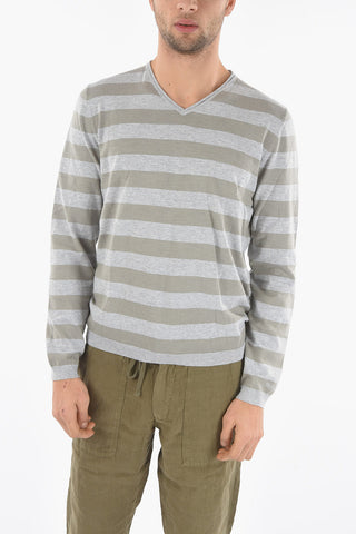Striped V-Neck DRY SLUB Sweater