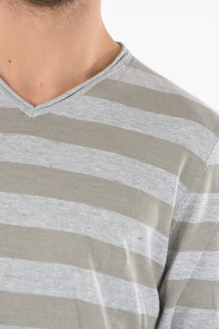 Striped V-Neck DRY SLUB Sweater