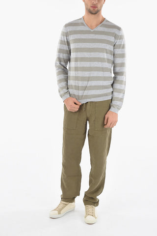 Striped V-Neck DRY SLUB Sweater