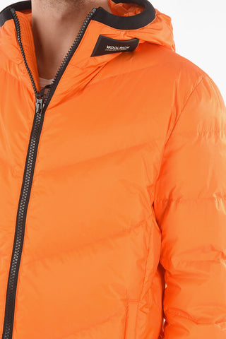 Hooded CHEVRON Down Jacket with Contrasting Zip