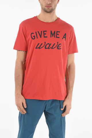 PENN-RICH Contrasting Written WAVE Crew-Neck T-shirt