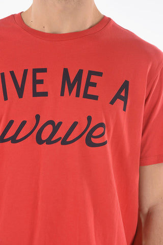 PENN-RICH Contrasting Written WAVE Crew-Neck T-shirt