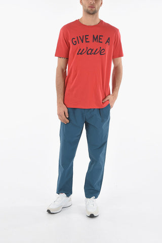 PENN-RICH Contrasting Written WAVE Crew-Neck T-shirt